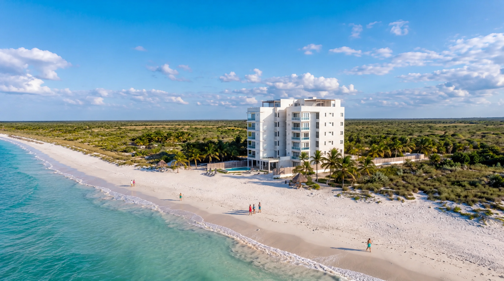Kinaru Beachfront aerial view in Sisal, Yucatán